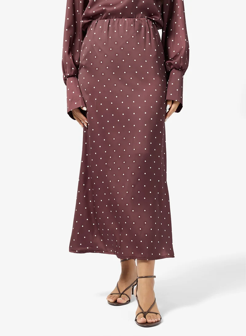 Ginger Satin Polka Dot Skirt